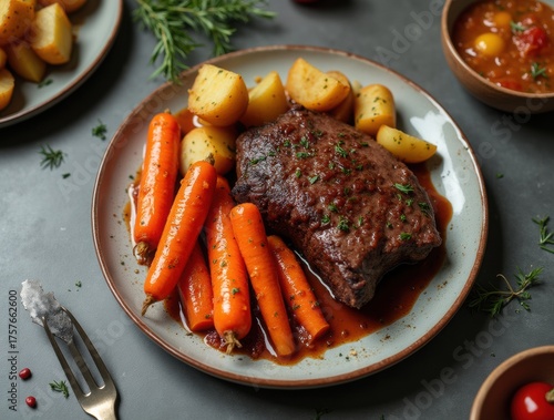 Grilled Beef Strip Loin Steak with Roast Vegetables