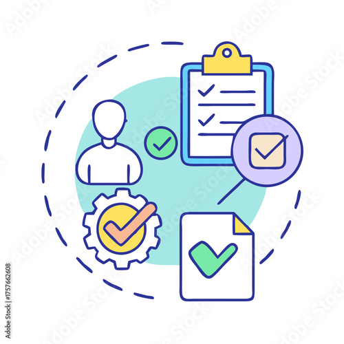 Illustration depicting task management, successful process completion and workflow optimization