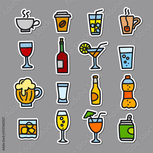 beverages stickers set