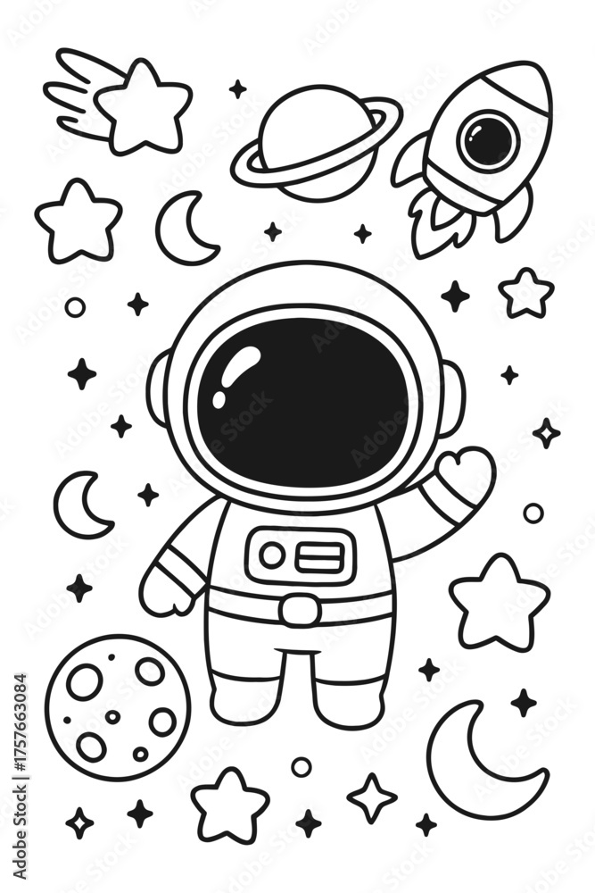 Fototapeta Hand drawn vector illustration of a comic book sapce with a funny cartoon character design and sketch art