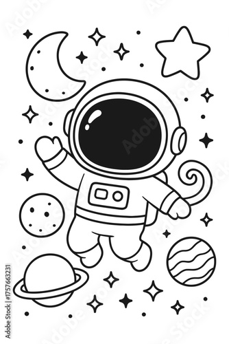 Abstract vector illustration of space and astronaut design