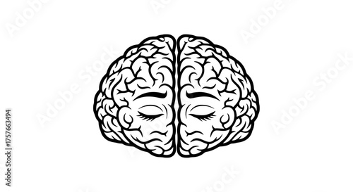 resting brain black white icon