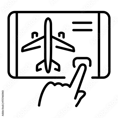 A line style icon showing flight booking
