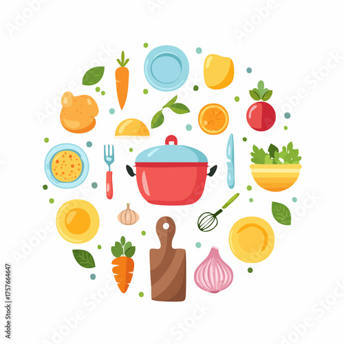 Essen- und Küchen-Icons Vektorset