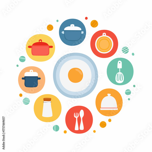 Essen- und Küchen-Icons Vektorset