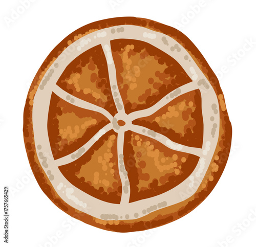 Orange fruit slice in circle shape in simple flat style