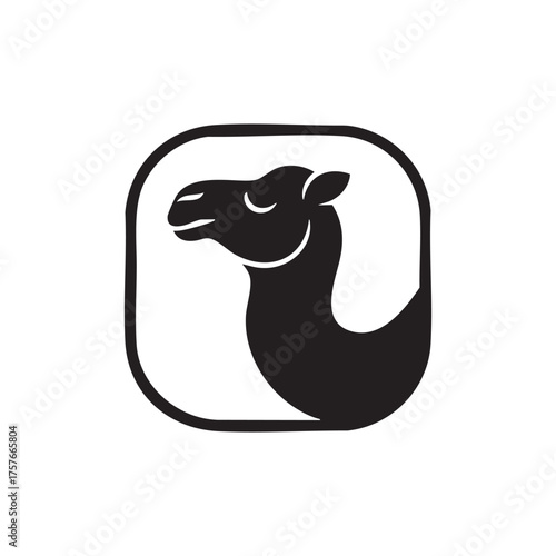Minimal Camel Head Logo Design Isolated on White Background