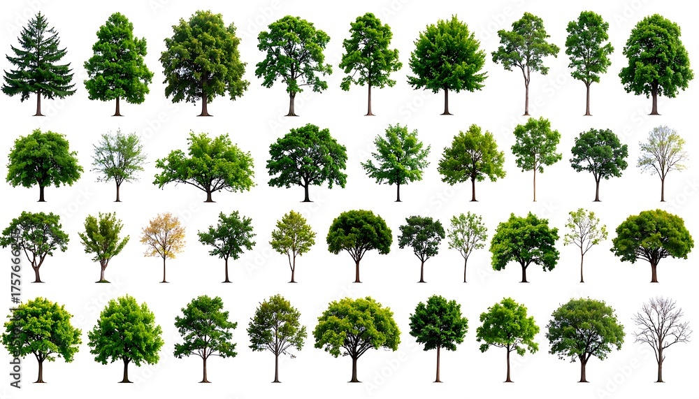 Fototapeta premium A collection of various trees with lush green and vibrant foliage