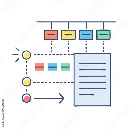 Workflow diagram showing a flow process with tasks and documentation