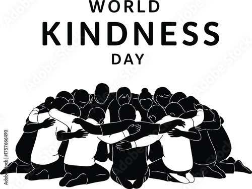 World kindness day with group of people hugging promoting empathy and compassion