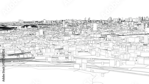 Urban modern landscape. Vector rendering of 3d