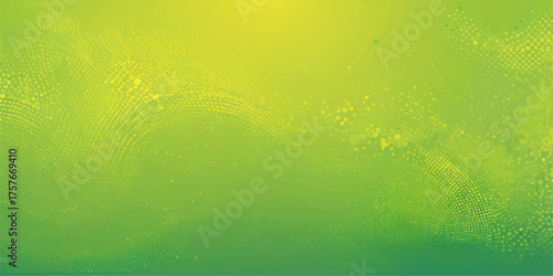 Vintage, bright, green grunge paint texture design on an aged paper background