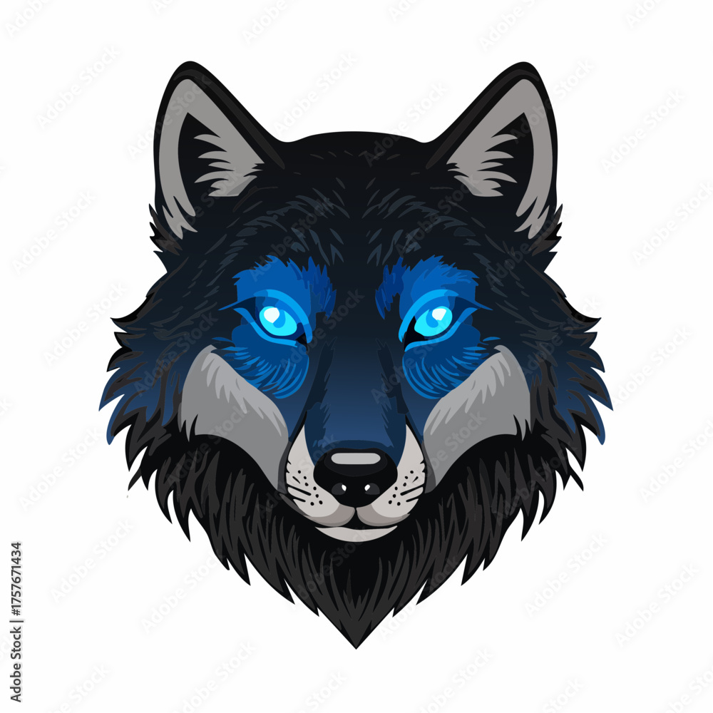 Obraz premium Blue wolf head portrait with transparent background