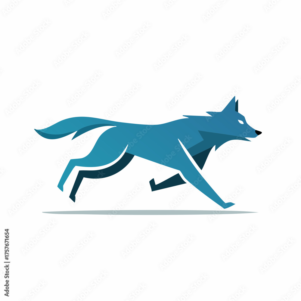 Fototapeta premium Running wolf animal with transparent background