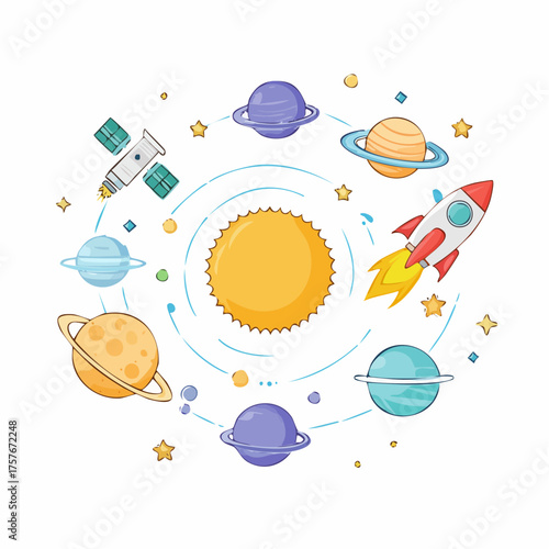 Weltraum- und Astronomie-Icons Vektorset