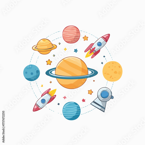 Weltraum- und Astronomie-Icons Vektorset