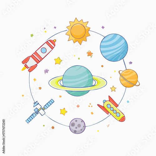 Weltraum- und Astronomie-Icons Vektorset