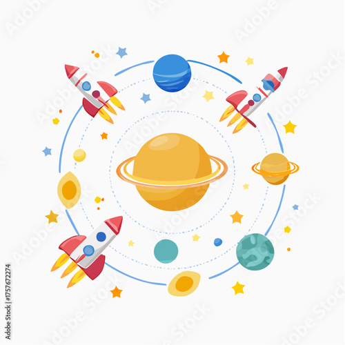Weltraum- und Astronomie-Icons Vektorset