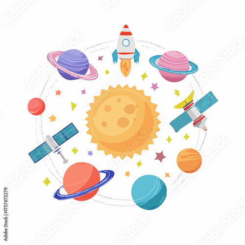Weltraum- und Astronomie-Icons Vektorset