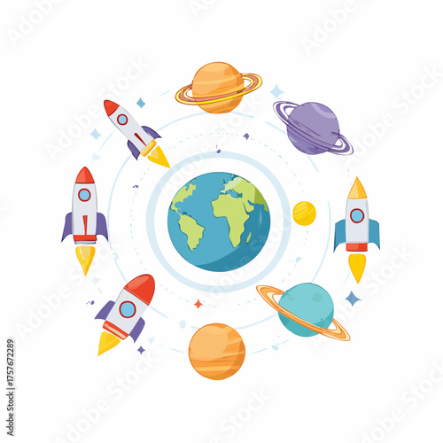 Weltraum- und Astronomie-Icons Vektorset