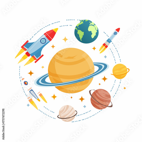 Weltraum- und Astronomie-Icons Vektorset