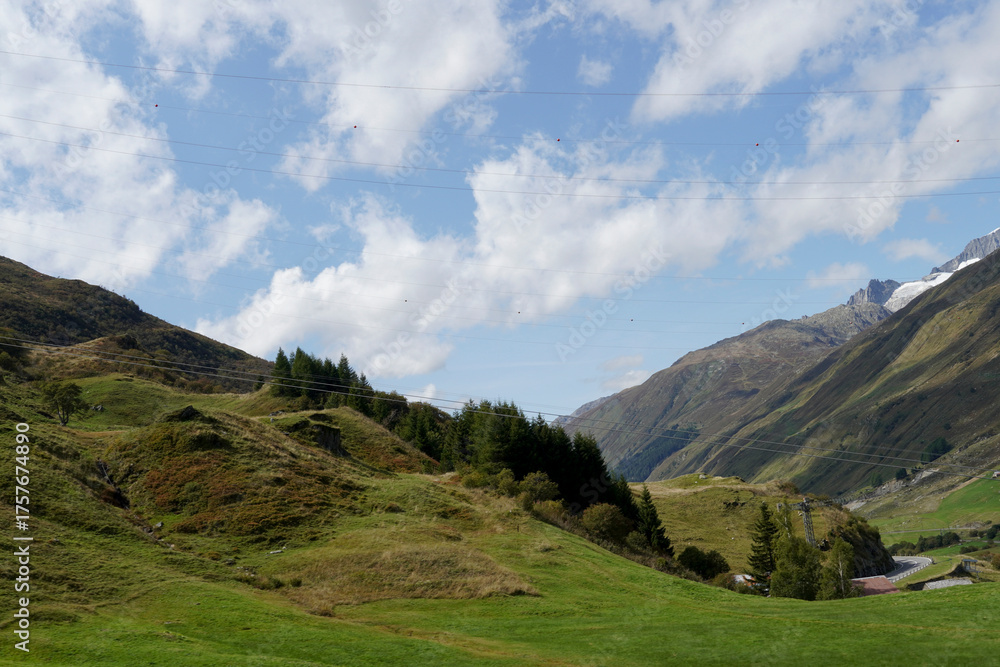 Fototapeta premium St Gotthard pass in Switzerland instead of the road tunnel