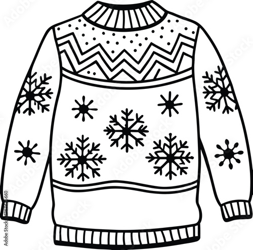 Seamless winter sweater pattern with delicate snowflake motifs perfect for festive textiles and holiday designs isolated on white background isolated on transparent background