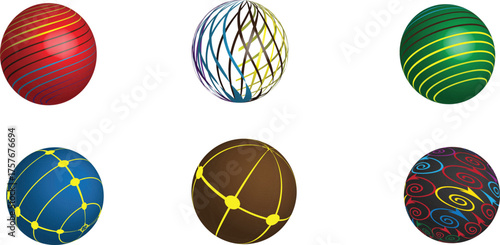 Six colorful soccer balls, each with vibrant, abstract patterns