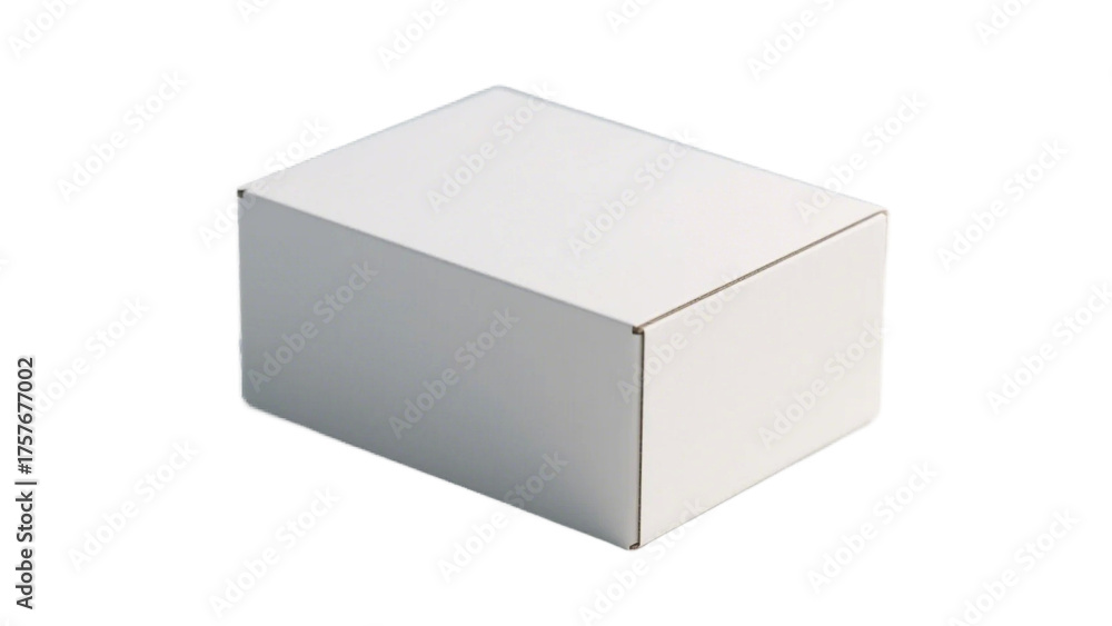 Fototapeta premium A plain white rectangular cardboard box used for packaging and storing various products.