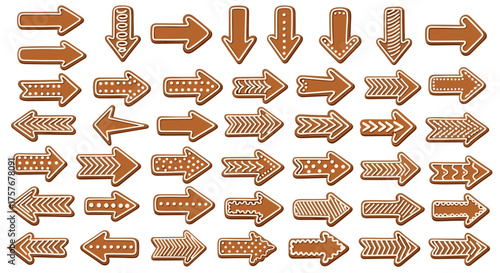 Vector art of collection of gingerbread arrow cookies