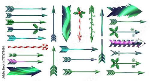 Vector art of collection of various arrows with different designs and colors