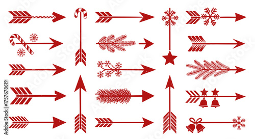 Vector art of collection of red christmas arrows