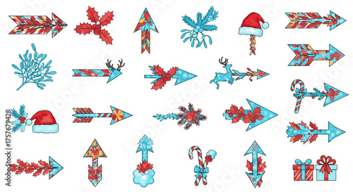 Vector art of collection of christmas themed arrows
