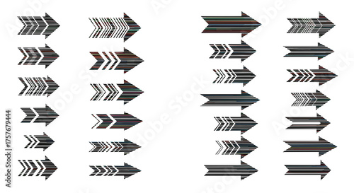 Vector art of collection of various gray and black arrows