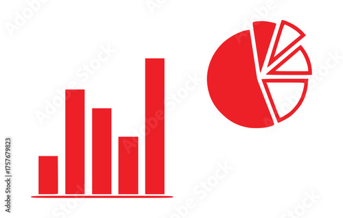 Bar Chart and Pie Chart Icon Financial Data Visualization Graphics