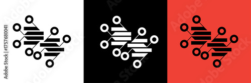 A vibrant vector illustration of music notes on a black background with a grunge design aesthetic for a dj party icon