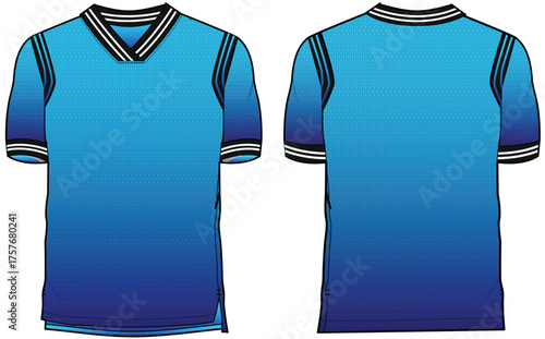Sport America football t-shirt jersey design flat sketch illustration, v neck Football jersey concept with front and back view cad drawing