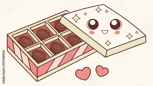 Cute chocolate box with happy expression
