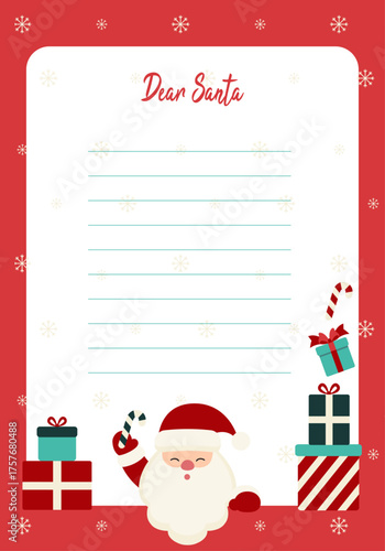 letter to Santa decorated with flat style illustration