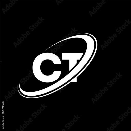 CT C T letter logo design. Initial letter CT linked circle uppercase monogram logo red and blue. CT logo, C T design. ct, c t