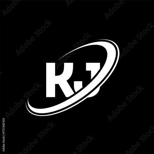 KJ K J letter logo design. Initial letter KJ linked circle uppercase monogram logo red and blue. KJ logo, K J design. kj, k j