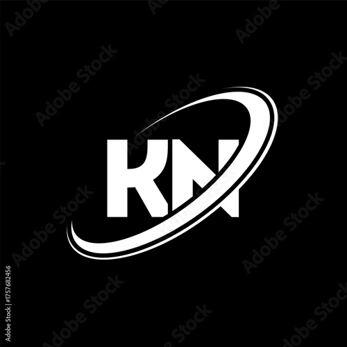 KN K N letter logo design. Initial letter KN linked circle uppercase monogram logo red and blue. KN logo, K N design. kn, k n