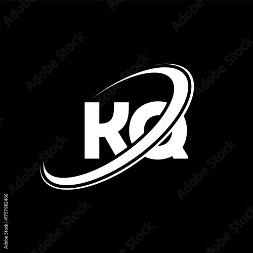 KQ K Q letter logo design. Initial letter KQ linked circle uppercase monogram logo red and blue. KQ logo, K Q design. kq, k q, K&Q