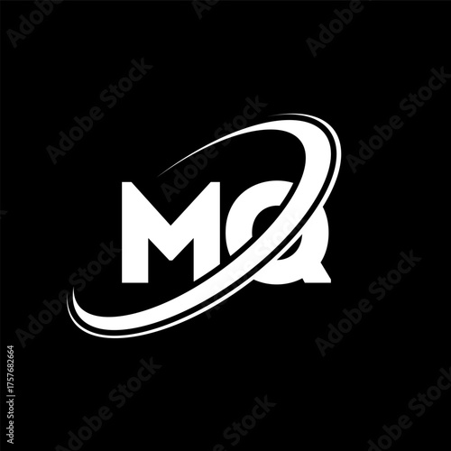 MQ M Q letter logo design. Initial letter MQ linked circle uppercase monogram logo red and blue. MQ logo, M Q design. mq, m q, M&Q