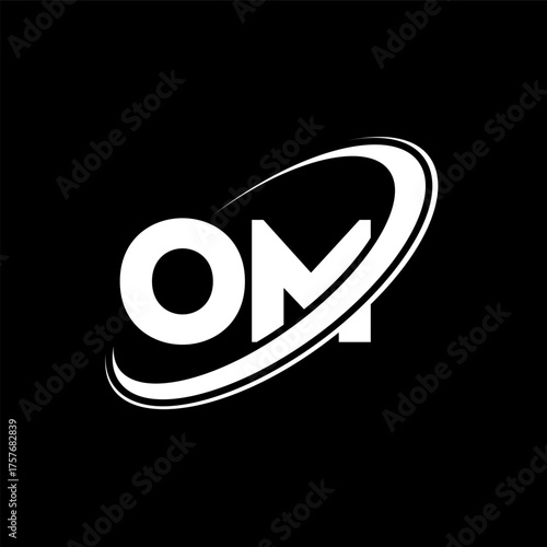 OM O M letter logo design. Initial letter OM linked circle uppercase monogram logo red and blue. OM logo, O M design. om, o m