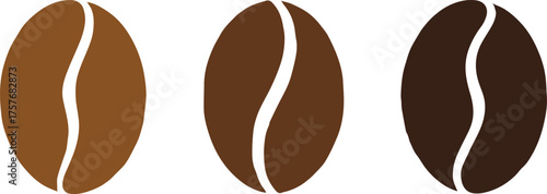 coffee bean roast progression vector set showing light medium and dark roast beans in clean flat style