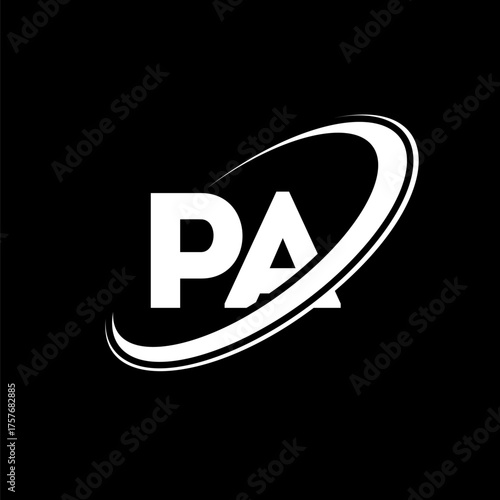 PA P A letter logo design. Initial letter PA linked circle uppercase monogram logo red and blue. PA logo, P A design. pa, p a