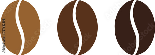 minimal coffee roast icons trio light medium dark brown gradient vector illustration for packaging