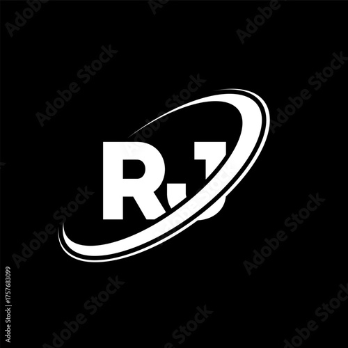 RJ R J letter logo design. Initial letter RJ linked circle uppercase monogram logo red and blue. RJ logo, R J design. rj, r j