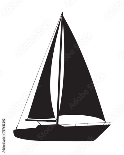 minimal sailboat silhouette vector with tall mast and streamlined hull ideal for sailing, marine, ocean and nautical graphics ai eps png